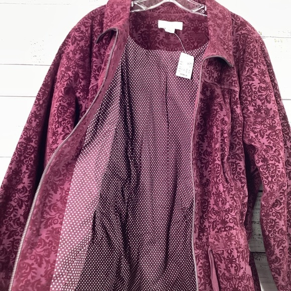 CJ BANKS PLUS SIZE 2X 20 22W FALL WINTER JACKET RED BURGUNDY VELVET COAT TOP NWT - Picture 8 of 14